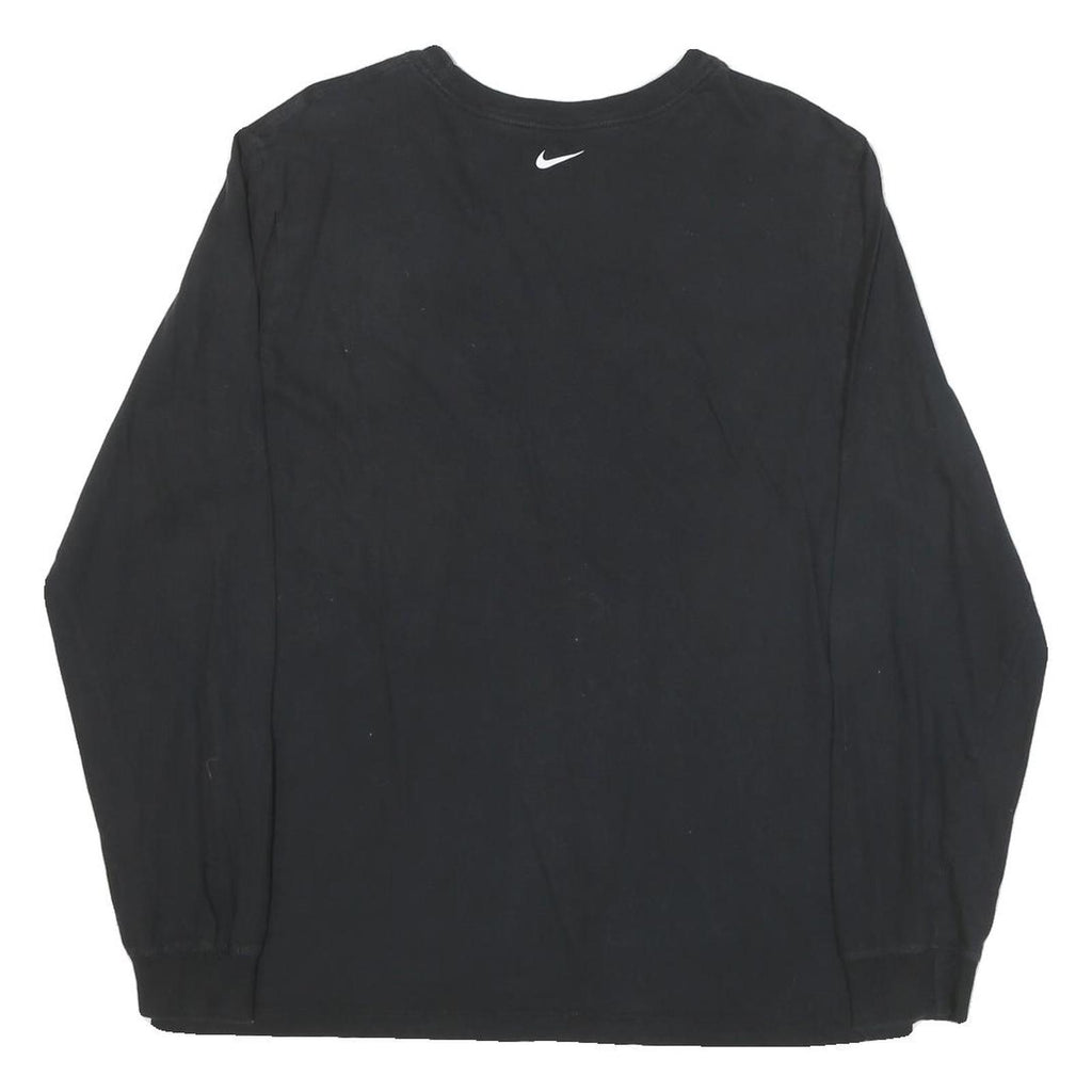 NIKE Mens Black Foothill Baseball T-Shirt L Long Sleeve Crew Neck Cotton Blend
