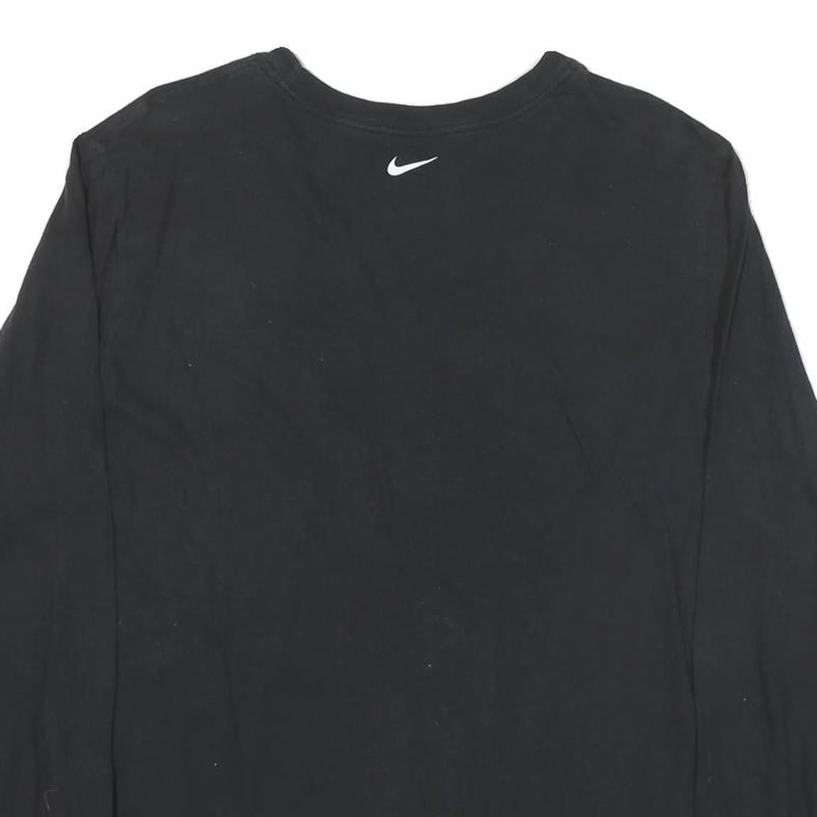 NIKE Mens Black Foothill Baseball T-Shirt L Long Sleeve Crew Neck Cotton Blend