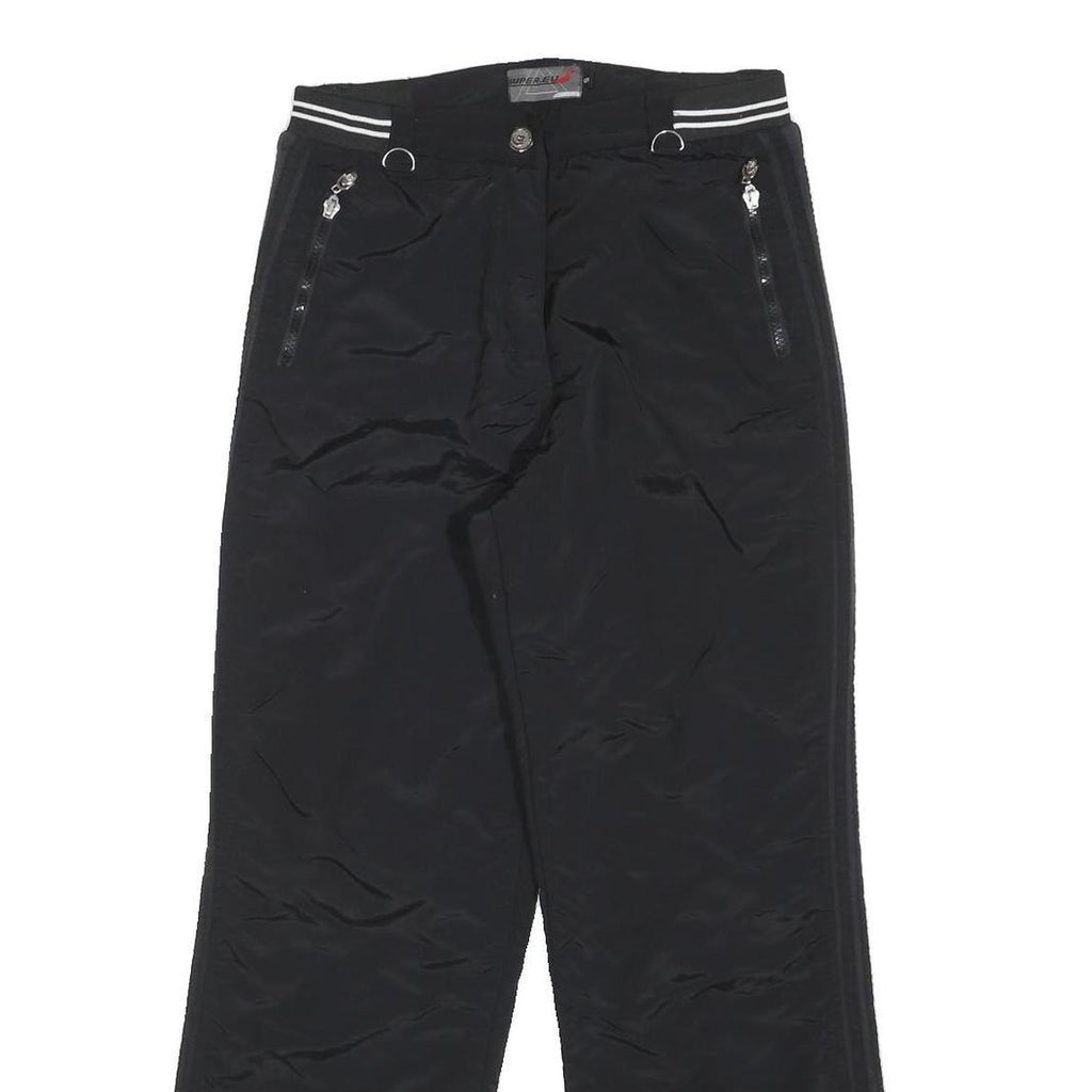 SUPER EU Womens Black Straight Leg Trousers W28 L28 Polyester Blend Woven Zip