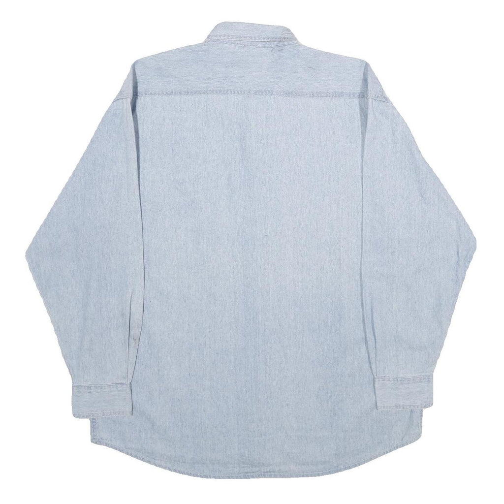 MOST WANTED Mens Blue Denim Shirt M Button Down Long Sleeve Casual Fashion