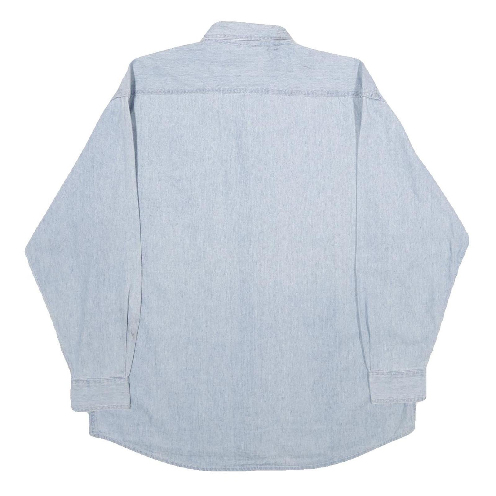 MOST WANTED Mens Blue Denim Shirt M Button Down Long Sleeve Casual Fashion