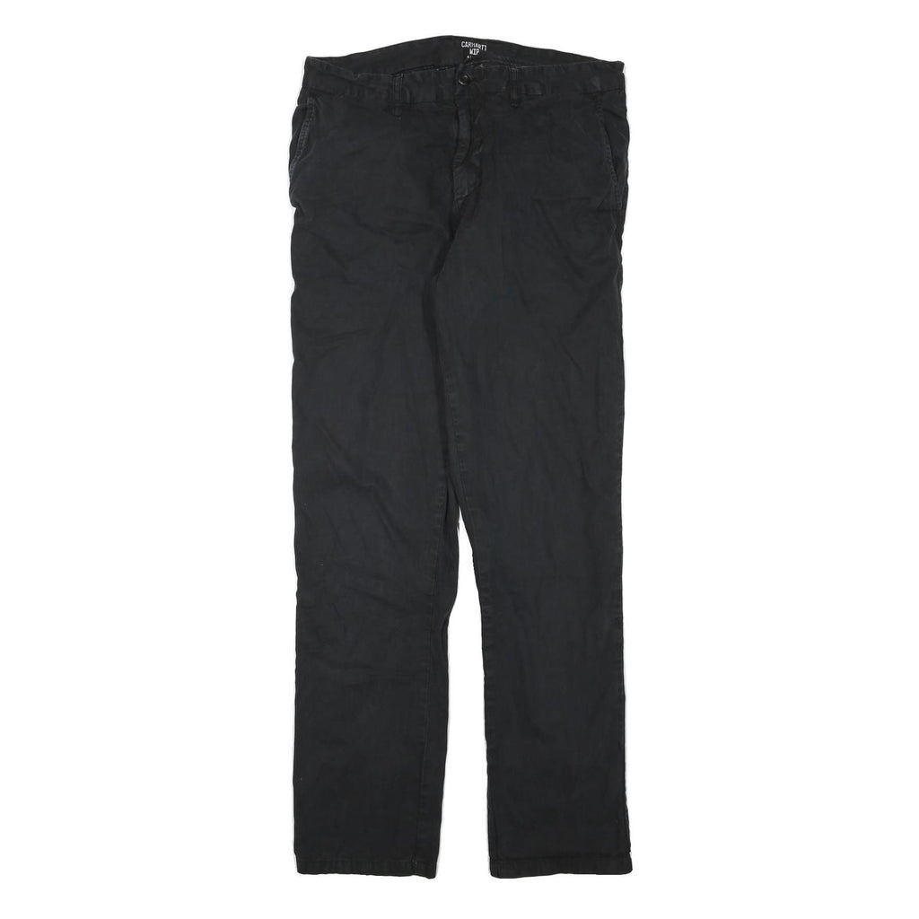 CARHARTT Mens Cotton Blend Black Regular Straight Trousers W31 L32 Workwear