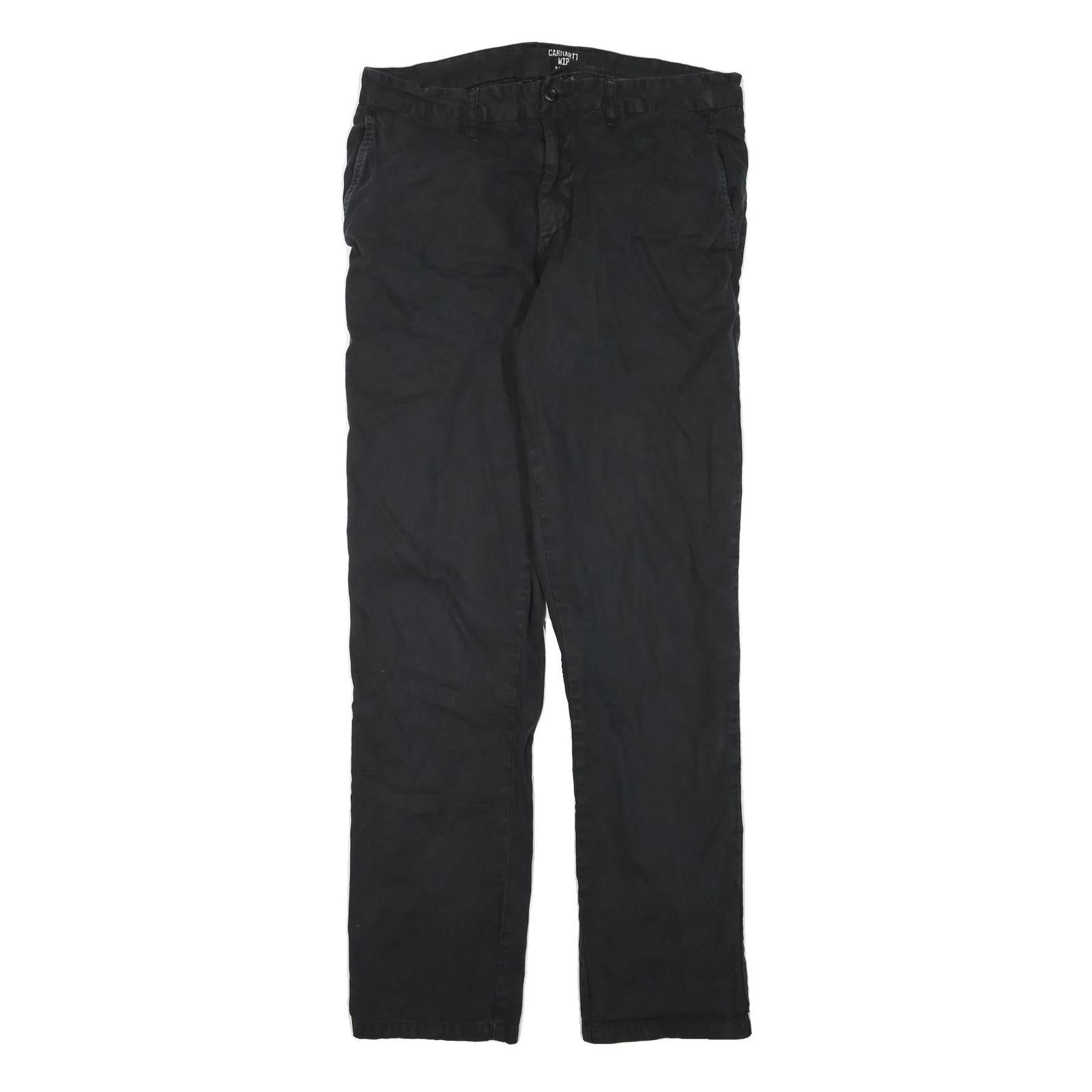 CARHARTT Mens Cotton Blend Black Regular Straight Trousers W31 L32 Workwear