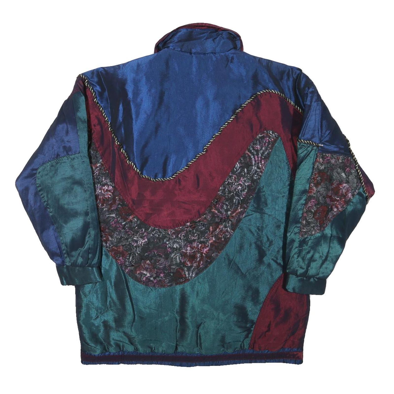 CURRENT SCREEN Womens Blue & Burgundy Statement Zip Jacket S Polyester Blend