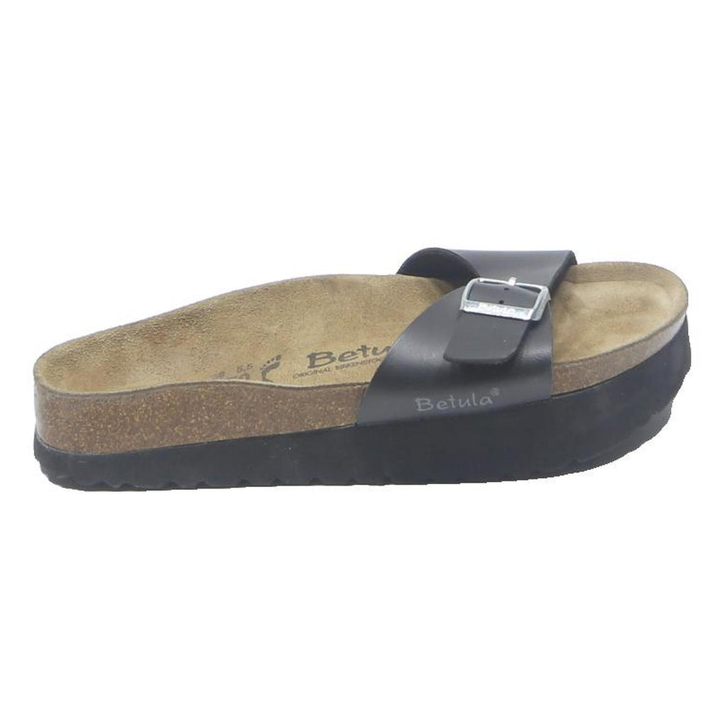 BETULA Womens Black Leather Platform Slider Sandals UK 6 Comfortable Casual