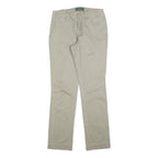 LAUREN RALPH LAUREN Womens Beige Slim Straight Trousers W30 L32 Cotton Blend Zip