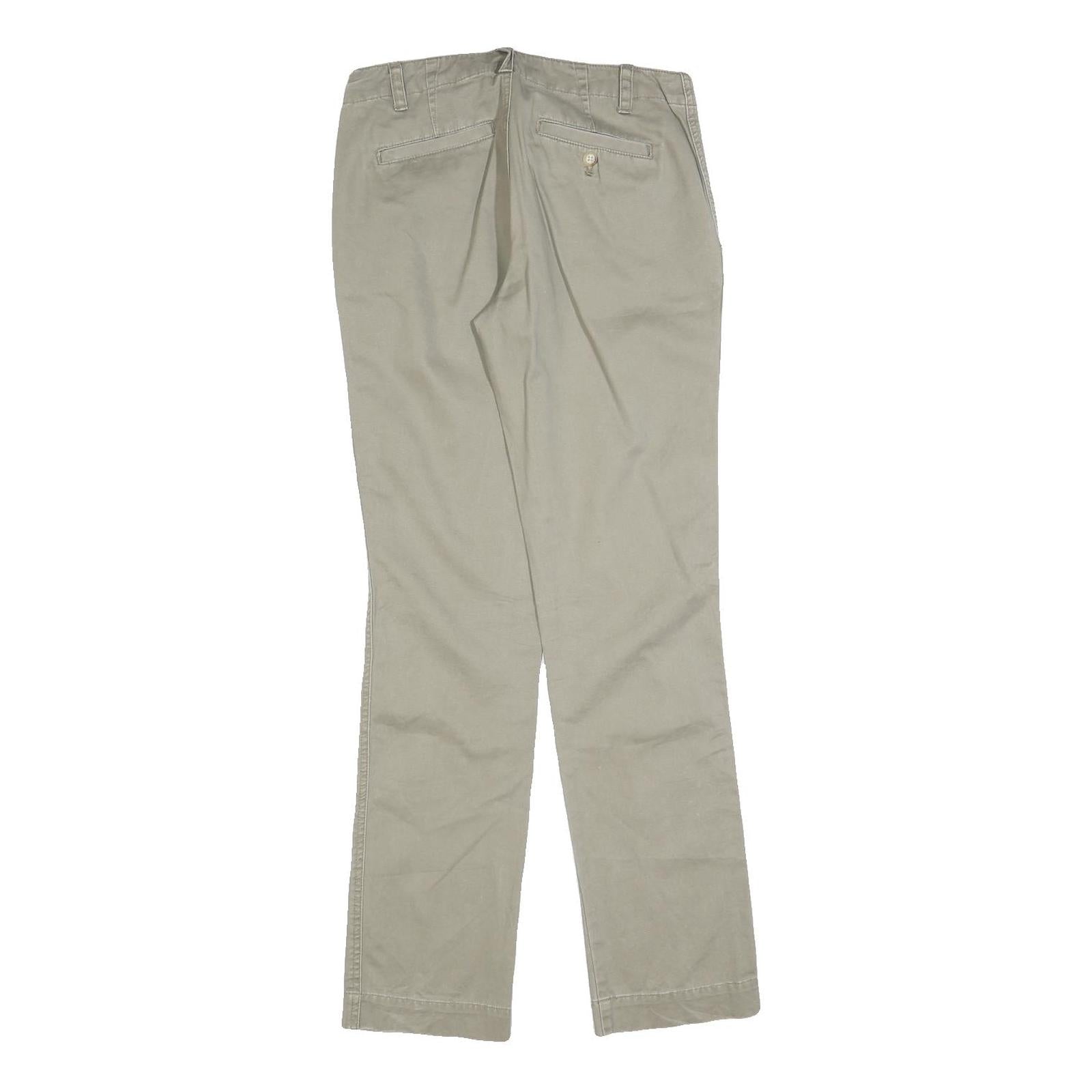 LAUREN RALPH LAUREN Womens Beige Slim Straight Trousers W30 L32 Cotton Blend Zip