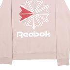 REEBOK Womens Pink Crew Neck S Cotton Sweatshirt Logo Print