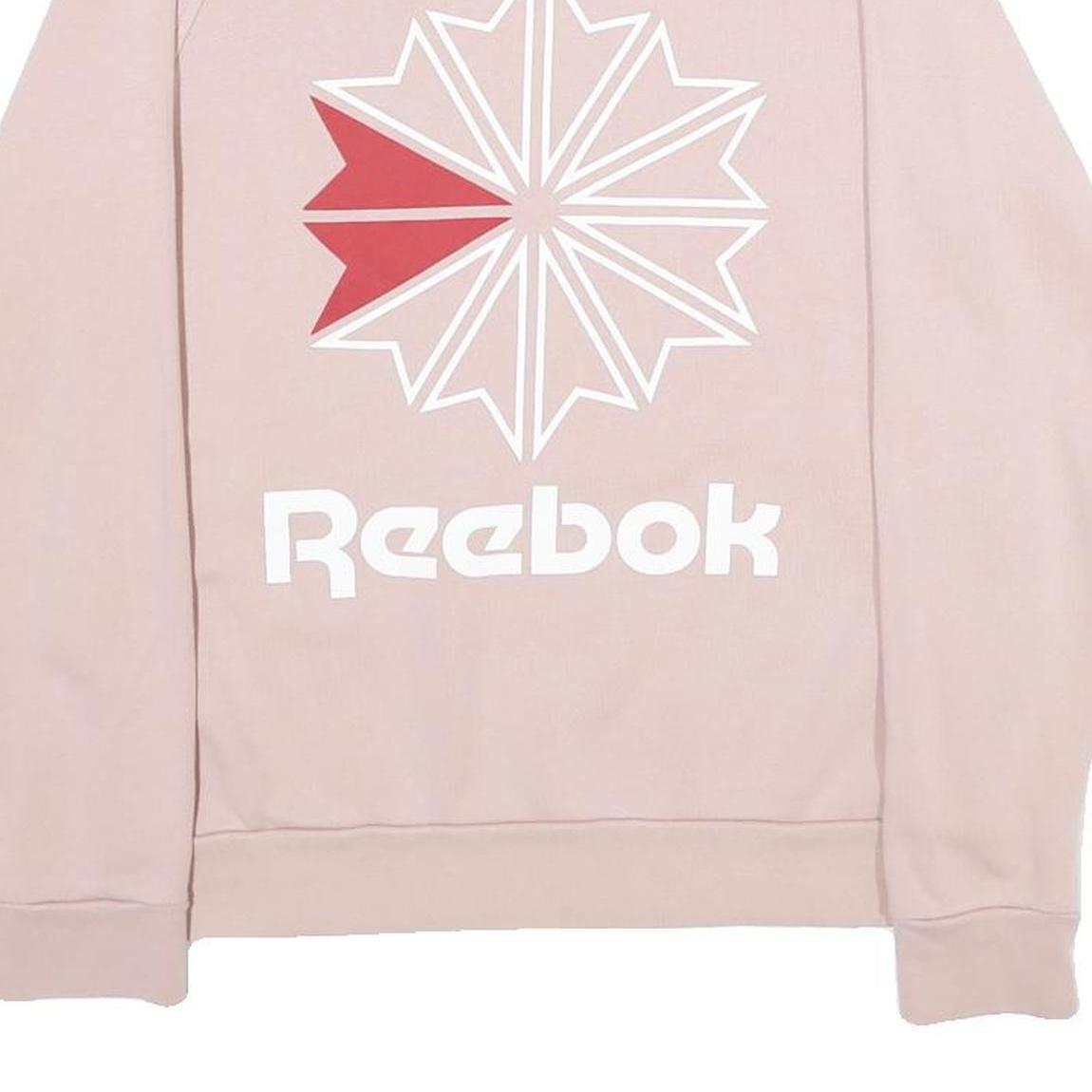 REEBOK Womens Pink Crew Neck S Cotton Sweatshirt Logo Print