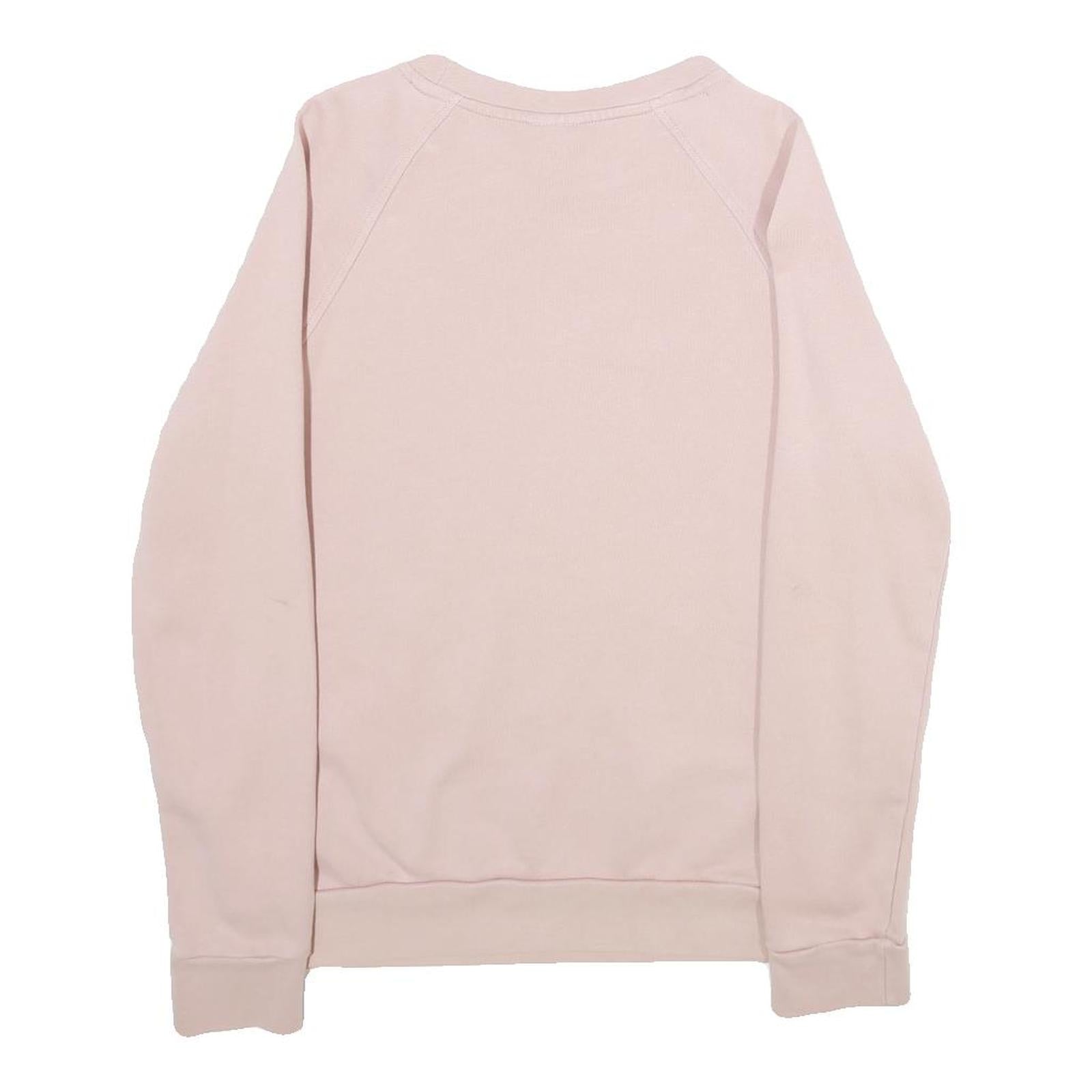REEBOK Womens Pink Crew Neck S Cotton Sweatshirt Logo Print