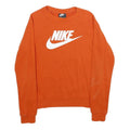 NIKE Mens Orange Cotton Blend Crew Neck XS Logo Sweatshirt Casual Pullover