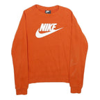 NIKE Mens Orange Cotton Blend Crew Neck XS Logo Sweatshirt Casual Pullover