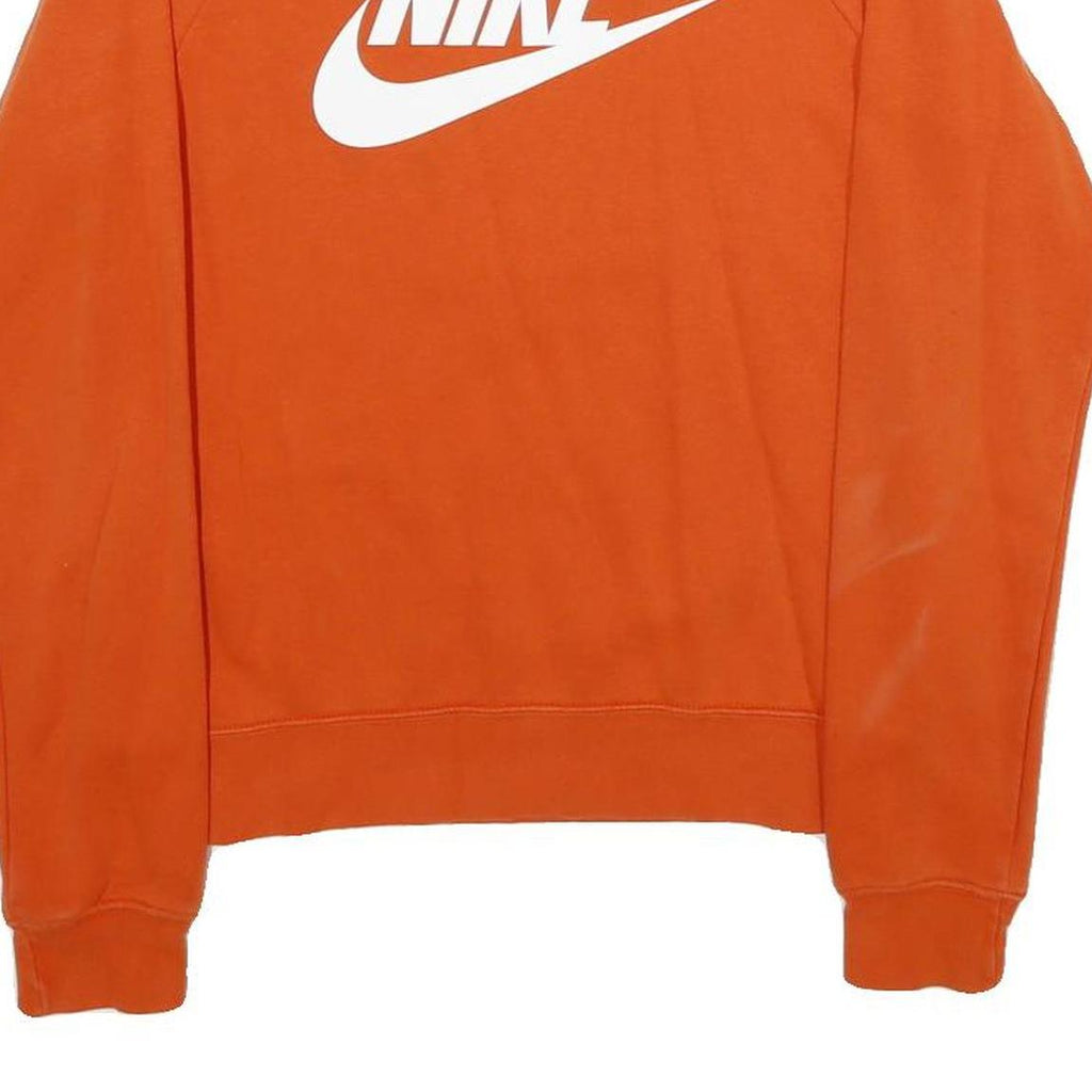 NIKE Mens Orange Cotton Blend Crew Neck XS Logo Sweatshirt Casual Pullover