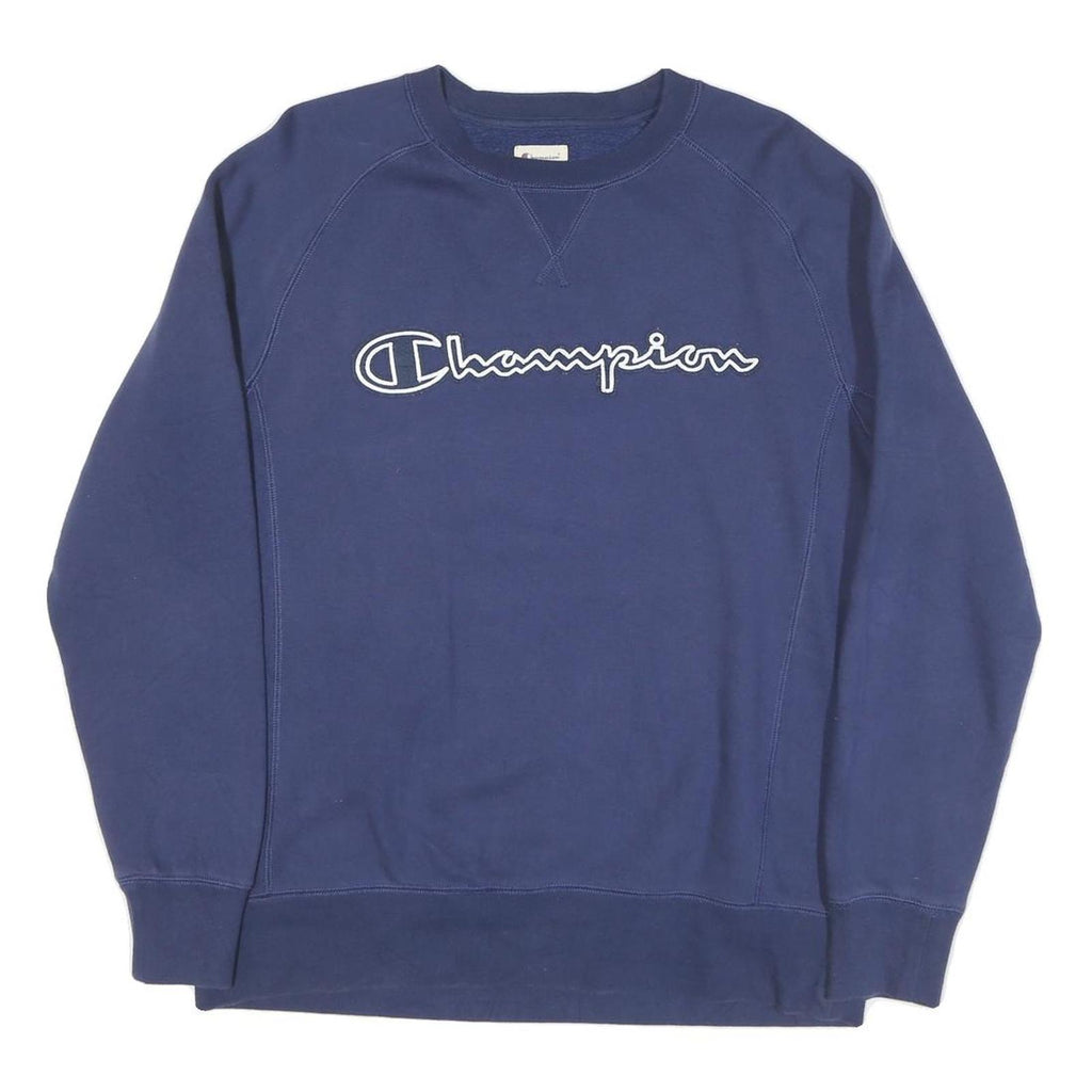 CHAMPION Mens Blue Crew Neck M Sweatshirt Cotton Blend Pullover Casual