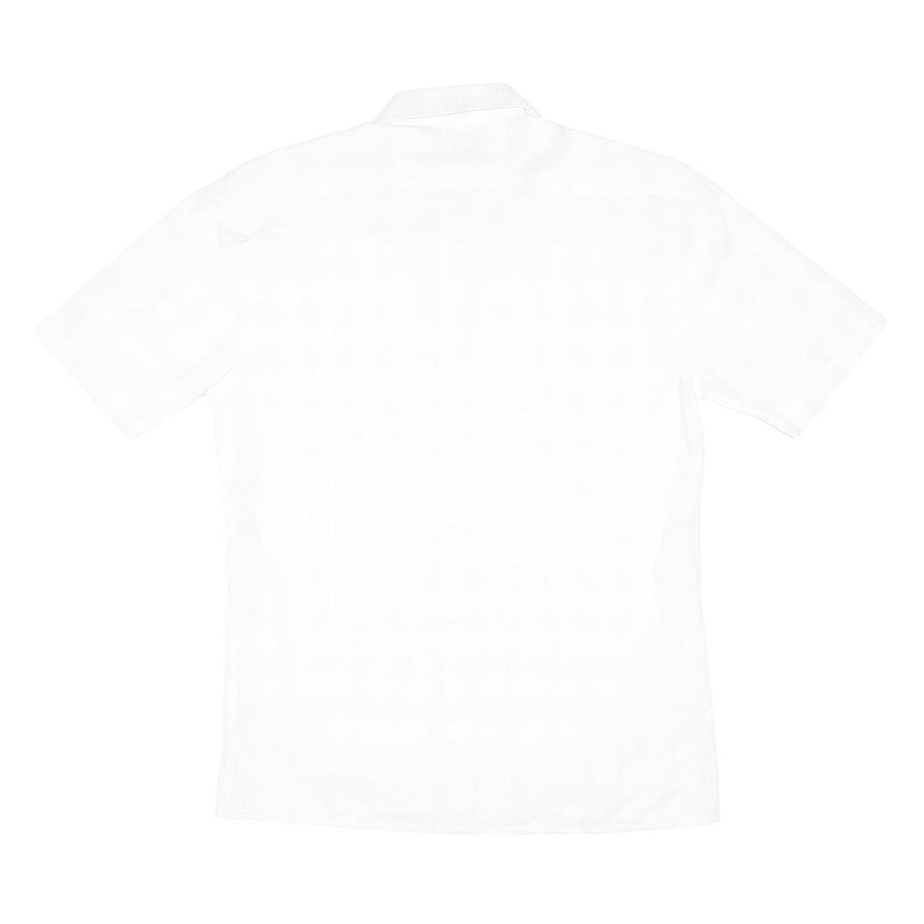 YVES SAINT LAURENT Mens White Shirt M Classic Cotton Blend Short Sleeve Button