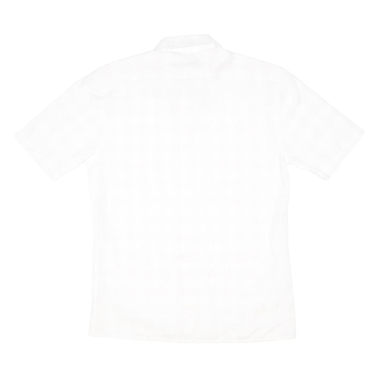 YVES SAINT LAURENT Mens White Shirt M Classic Cotton Blend Short Sleeve Button