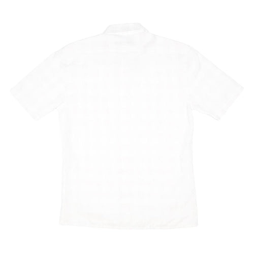 YVES SAINT LAURENT Mens White Shirt M Classic Cotton Blend Short Sleeve Button