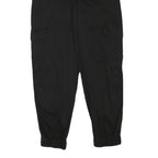 PULL & BEAR Womens Cotton Blend Black Relaxed Cargo Trousers W24 L27 Zip