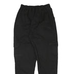 PULL & BEAR Womens Cotton Blend Black Relaxed Cargo Trousers W24 L27 Zip