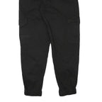 PULL & BEAR Womens Cotton Blend Black Relaxed Cargo Trousers W24 L27 Zip