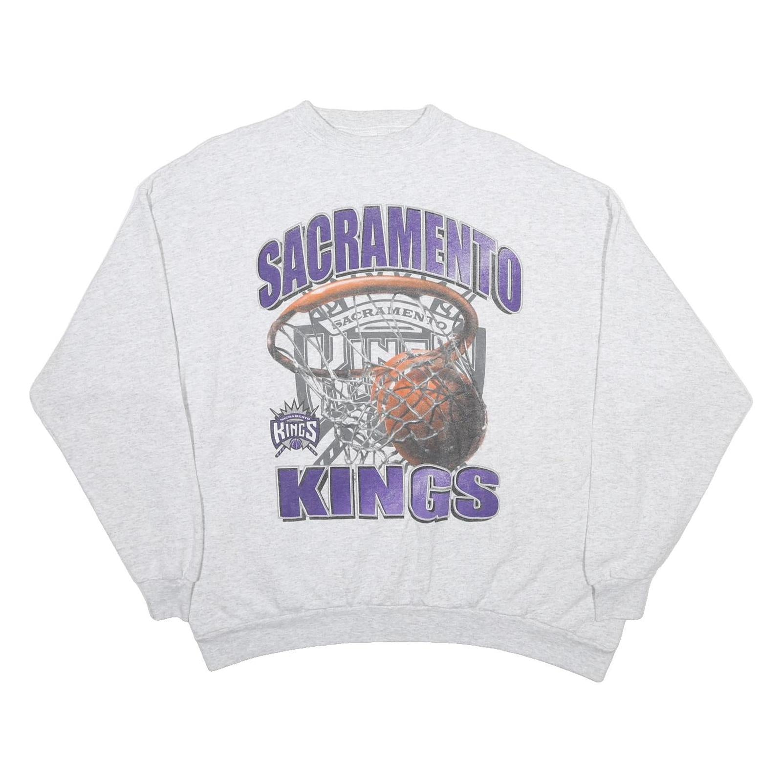 TULTEX Mens Grey Sacramento Kings Crew Neck XL Basketball Sweatshirt