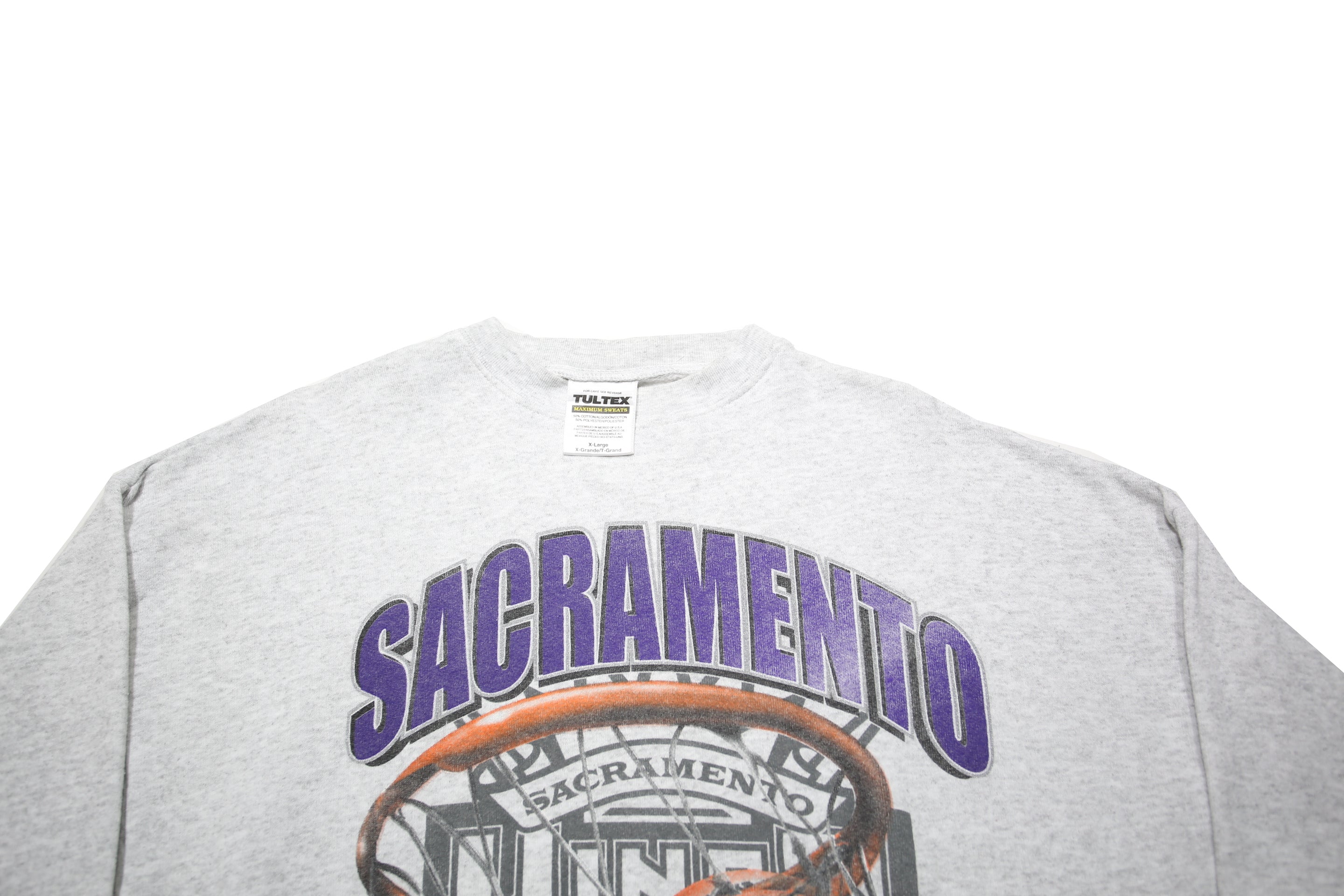 TULTEX Mens Grey Sacramento Kings Crew Neck XL Basketball Sweatshirt