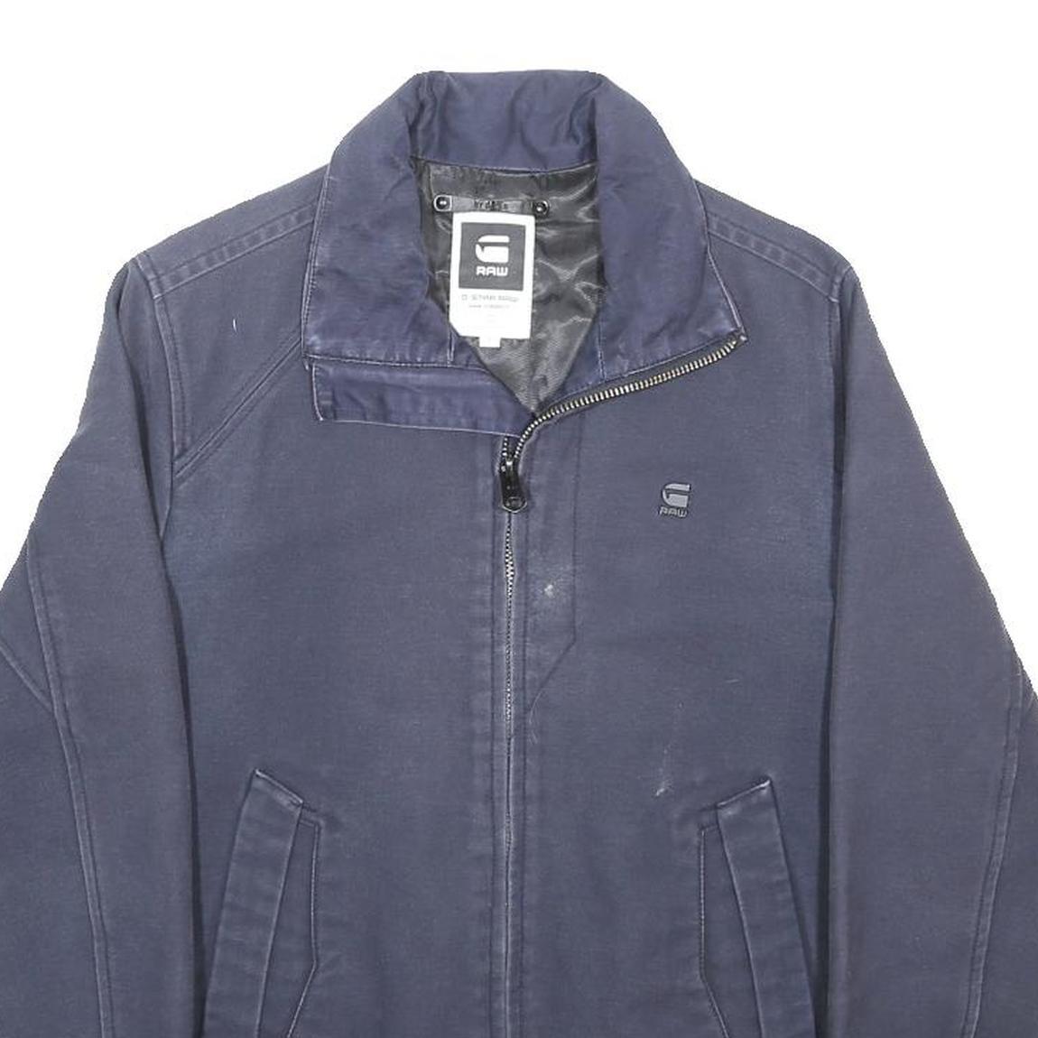 G-STAR Mens Blue Cotton Jacket L Woven Zip Closure Casual Lightweight