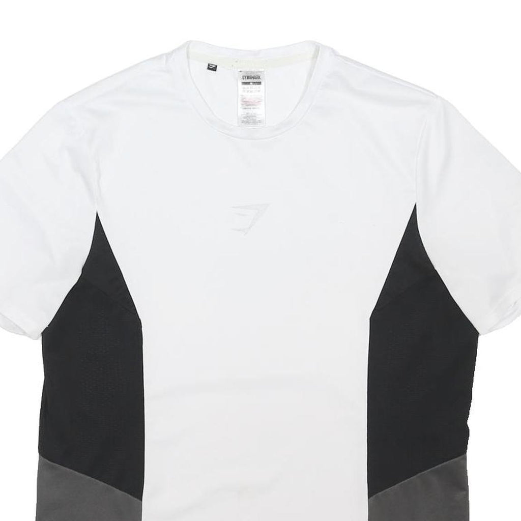 GYMSHARK Mens White & Black Sports Graphic T-Shirt M Short Sleeve Crew Neck