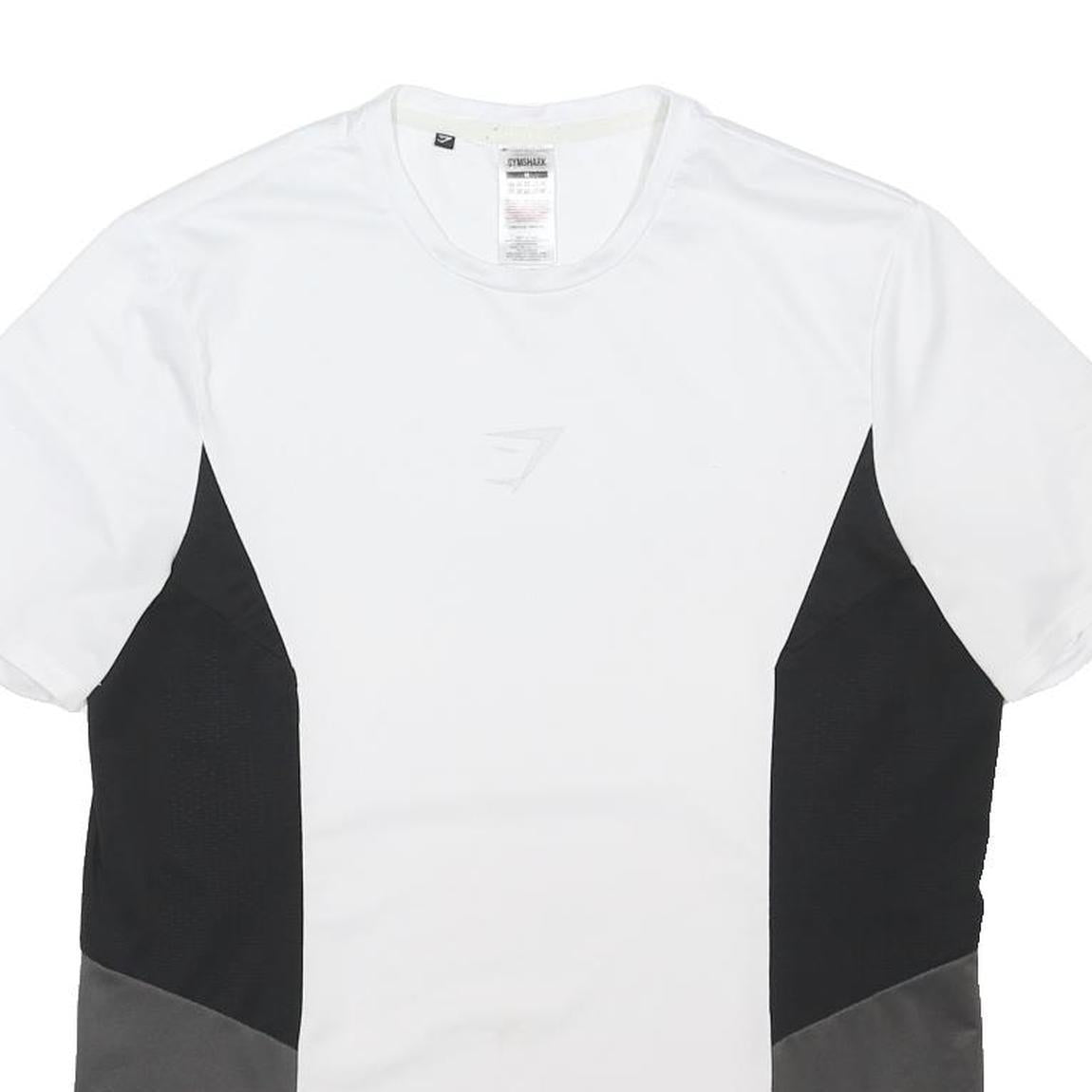 GYMSHARK Mens White & Black Sports Graphic T-Shirt M Short Sleeve Crew Neck