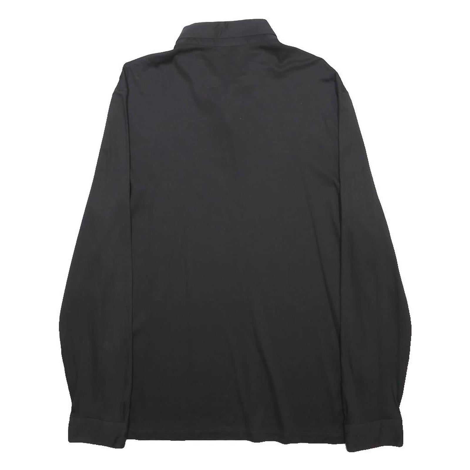 CHARLES TYRWHITT Mens Black Long Sleeve Plain Polo Shirt L Classic Cotton