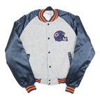 CHALK LINE Mens Grey & Navy Blue Chicago Bears Varsity Jacket M Polyester Blend