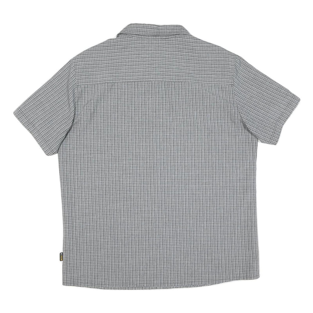 JACK WOLFSKIN Mens Grey Check Short Sleeve Shirt L Outdoor Casual Summer