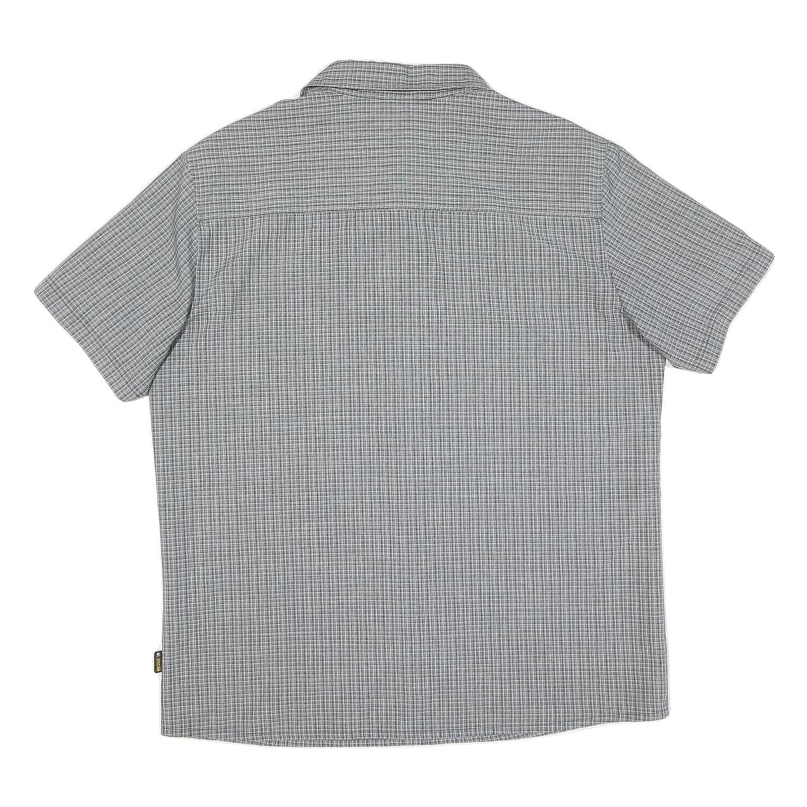 JACK WOLFSKIN Mens Grey Check Short Sleeve Shirt L Outdoor Casual Summer