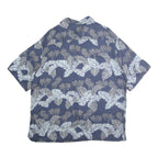 CARRIBEAN Mens Blue Plain Cotton Shirt L Summer Casual Short Sleeve Button