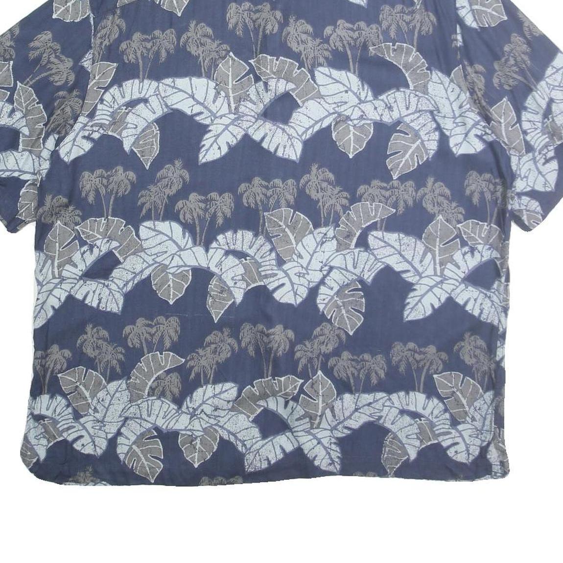 CARRIBEAN Mens Blue Plain Cotton Shirt L Summer Casual Short Sleeve Button