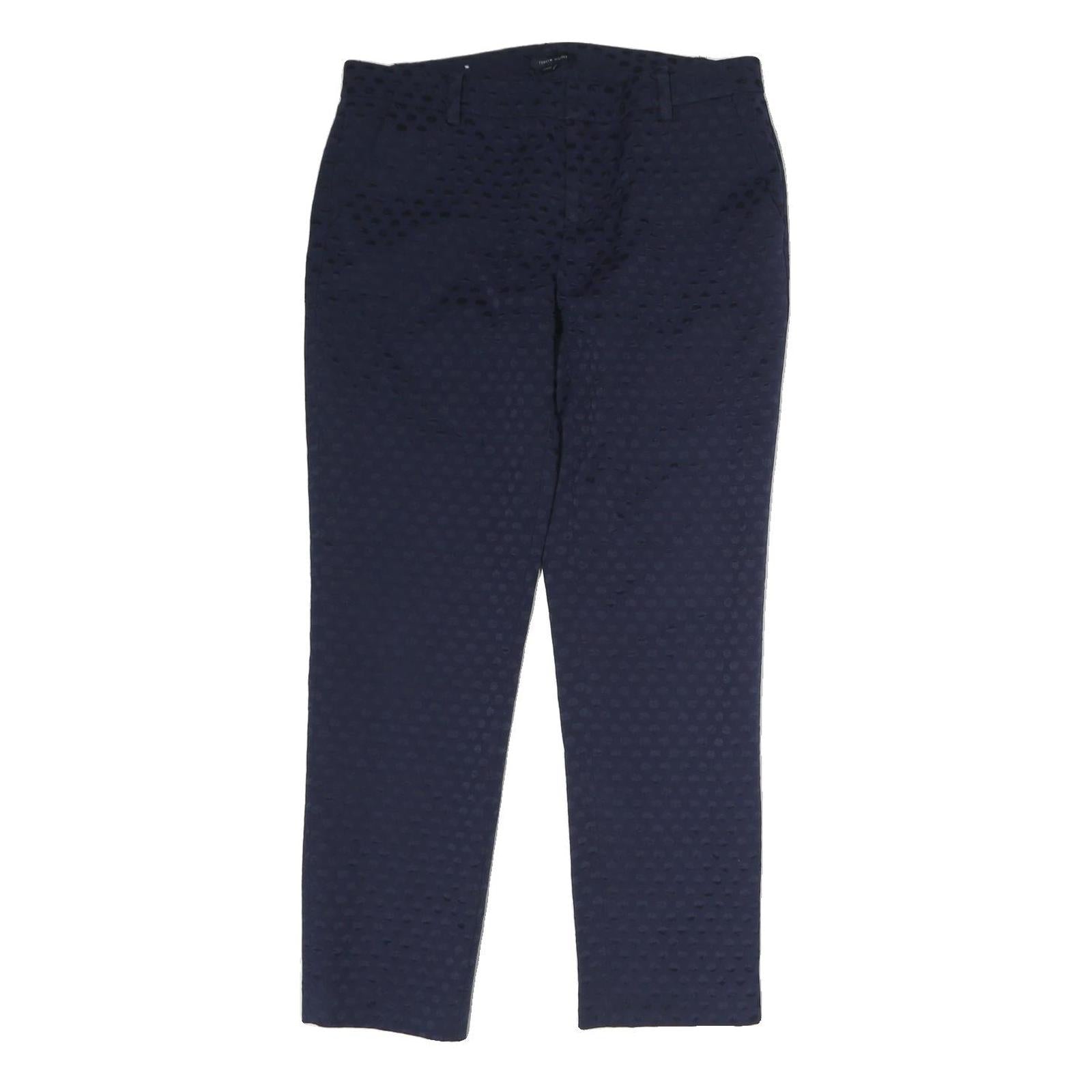 TOMMY HILFIGER Mens Regular Navy Cotton Blend Slim Fit Trousers W32 L27