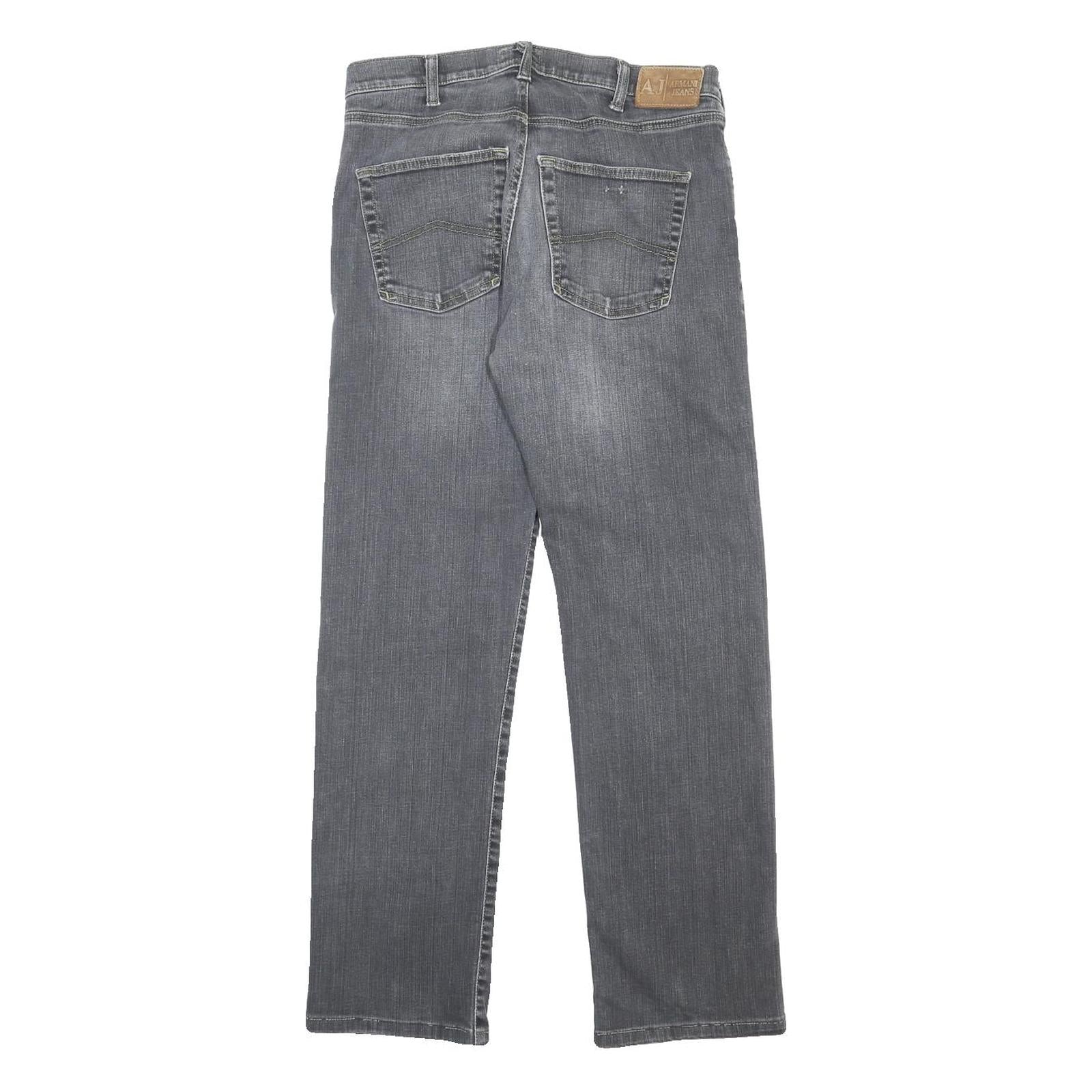 ARMANI JEANS Mens Jeans Grey Regular Straight Denim Medium W32 L30 Stylish
