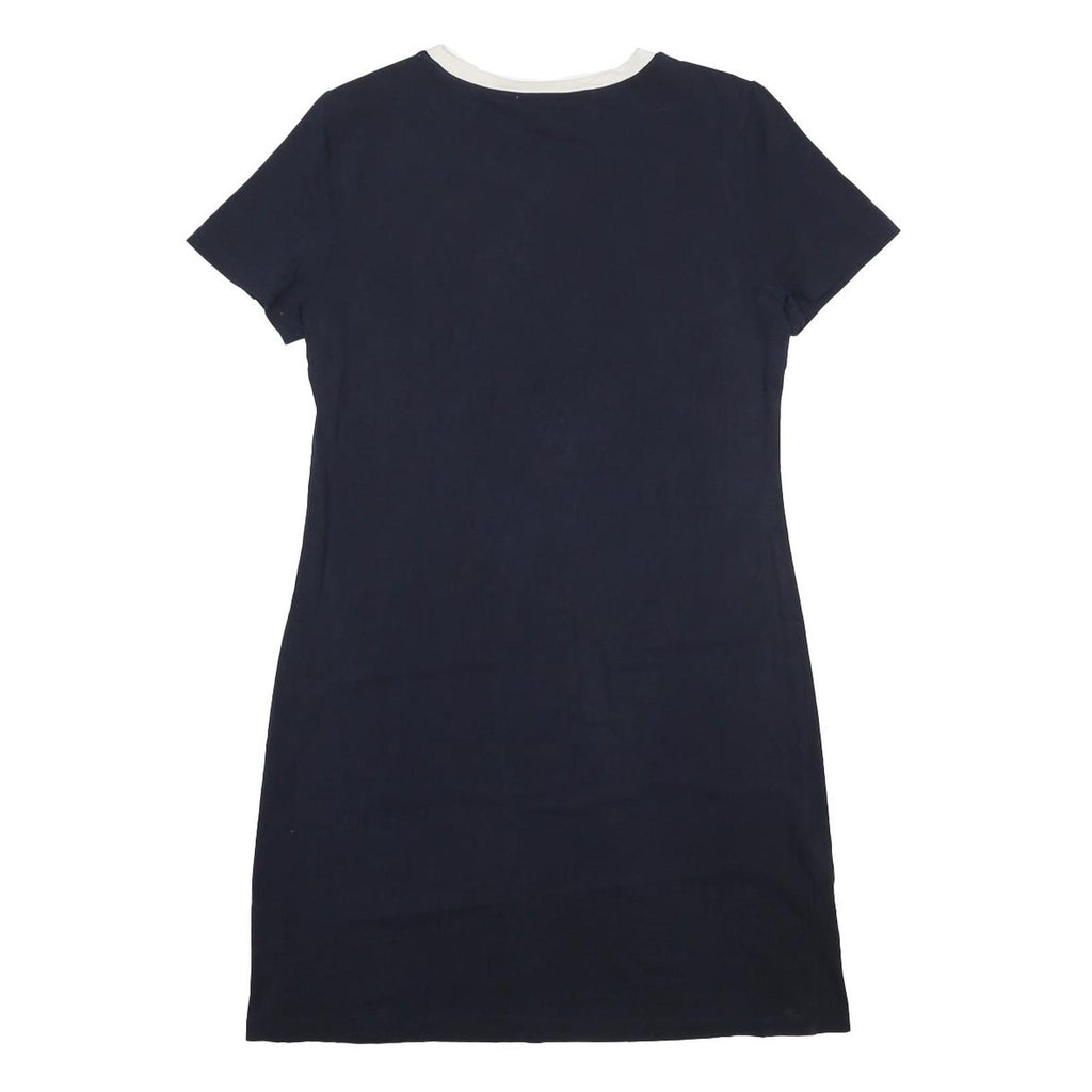 CALVIN KLEIN Womens Navy Blue & White Cotton Blend T-Shirt Dress M Logo Print