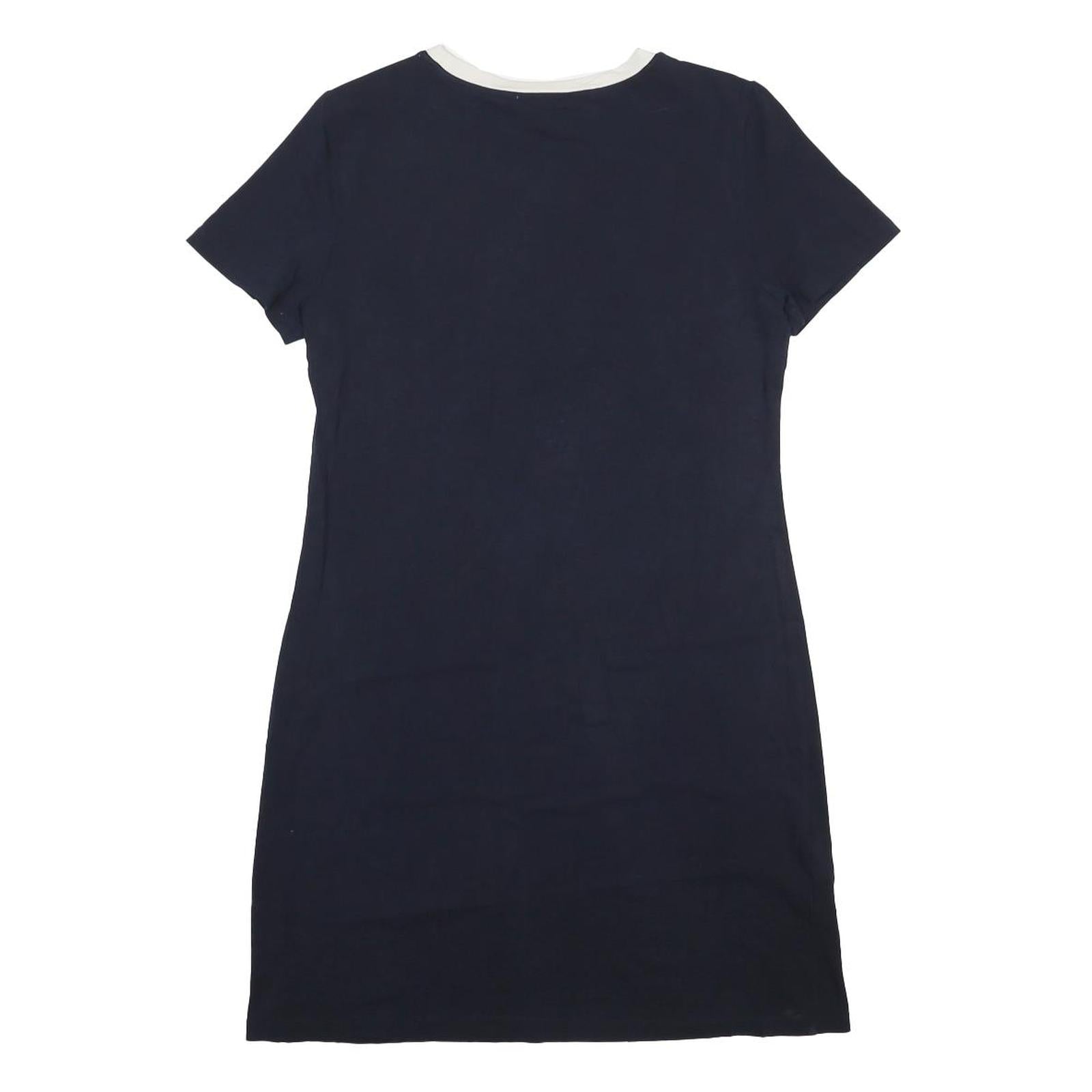 CALVIN KLEIN Womens Navy Blue & White Cotton Blend T-Shirt Dress M Logo Print