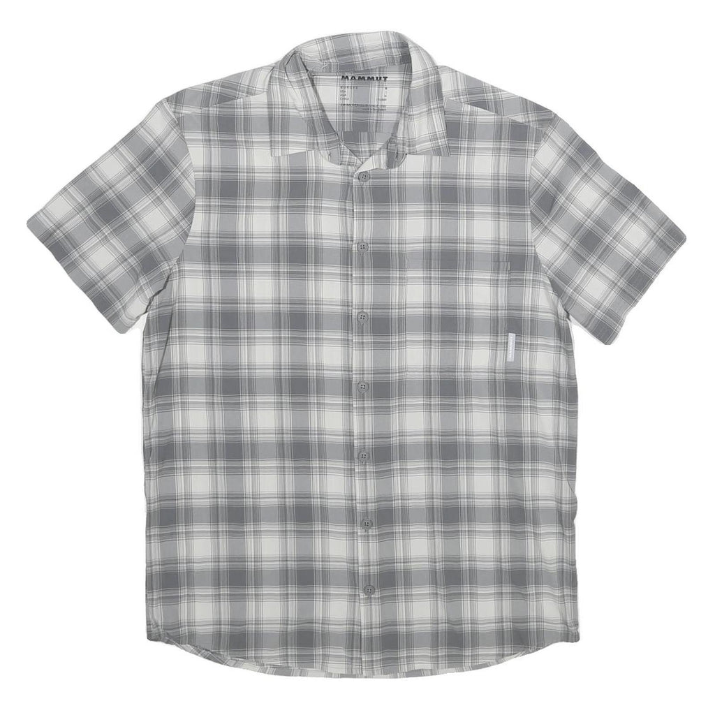 MAMMUT Mens Grey & White Check Shirt S Lightweight Synthetic Outdoor Casual