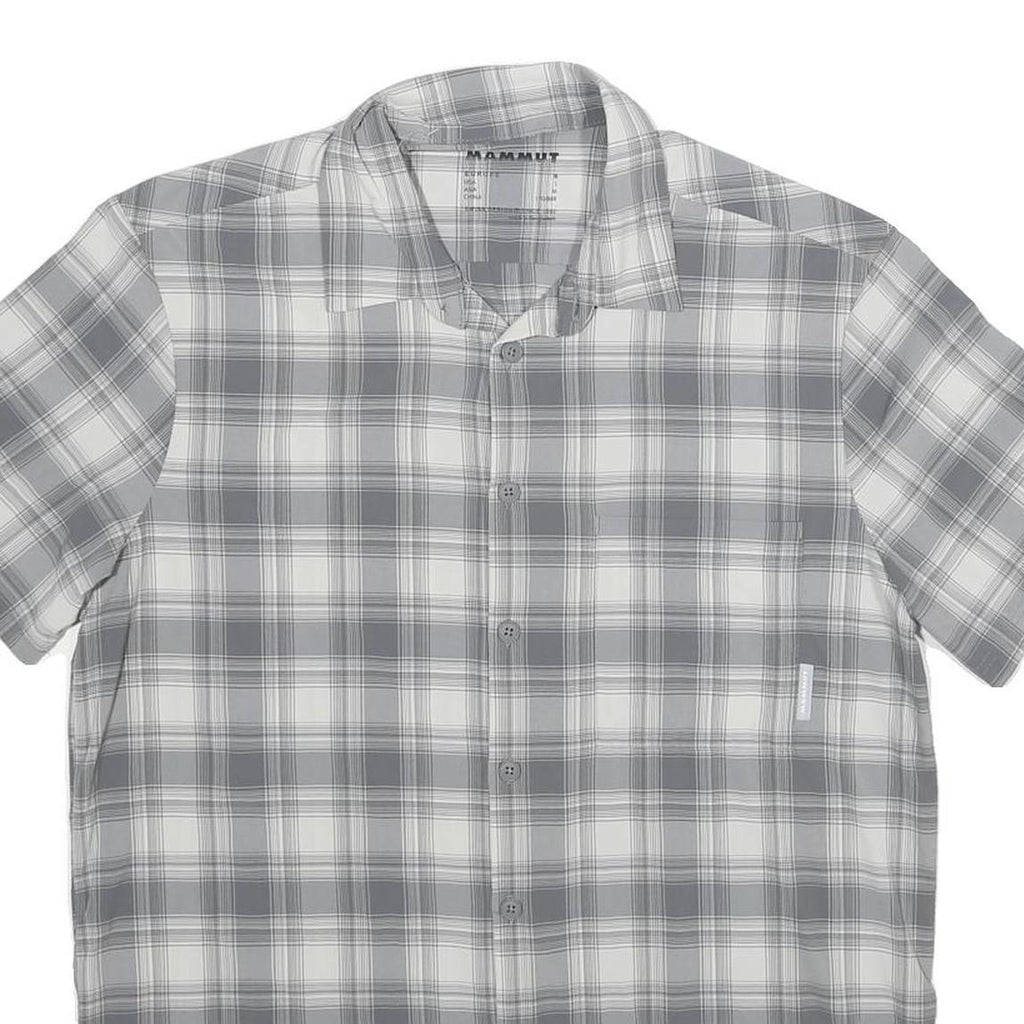MAMMUT Mens Grey & White Check Shirt S Lightweight Synthetic Outdoor Casual