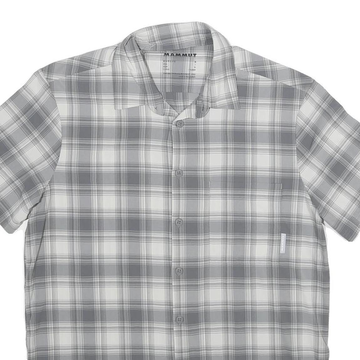 MAMMUT Mens Grey & White Check Shirt S Lightweight Synthetic Outdoor Casual