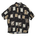 ST.JOHN'S BAY Mens Hawaiian Shirt Black Floral XL