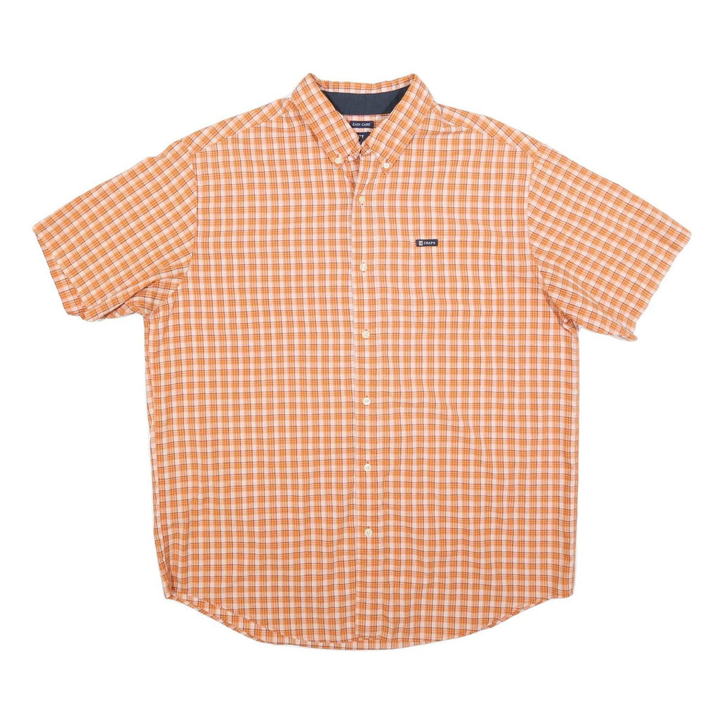 CHAPS Mens Orange & Cream Check Shirt XL Button Down Casual Summer Wear