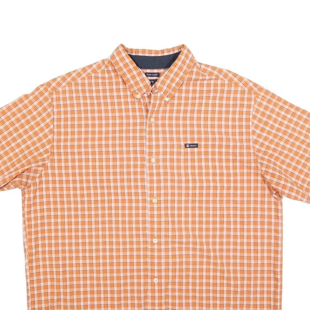 CHAPS Mens Orange & Cream Check Shirt XL Button Down Casual Summer Wear