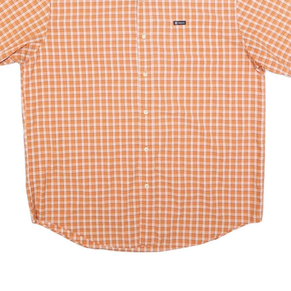 CHAPS Mens Orange & Cream Check Shirt XL Button Down Casual Summer Wear
