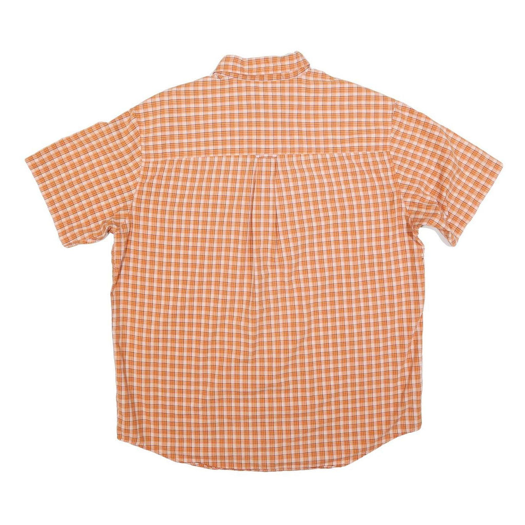 CHAPS Mens Orange & Cream Check Shirt XL Button Down Casual Summer Wear