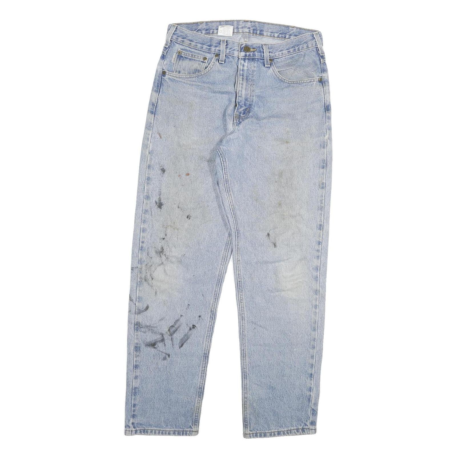 CARHARTT Mens Jeans Light Blue Regular Straight Denim Stone Wash W32 L32 Casual