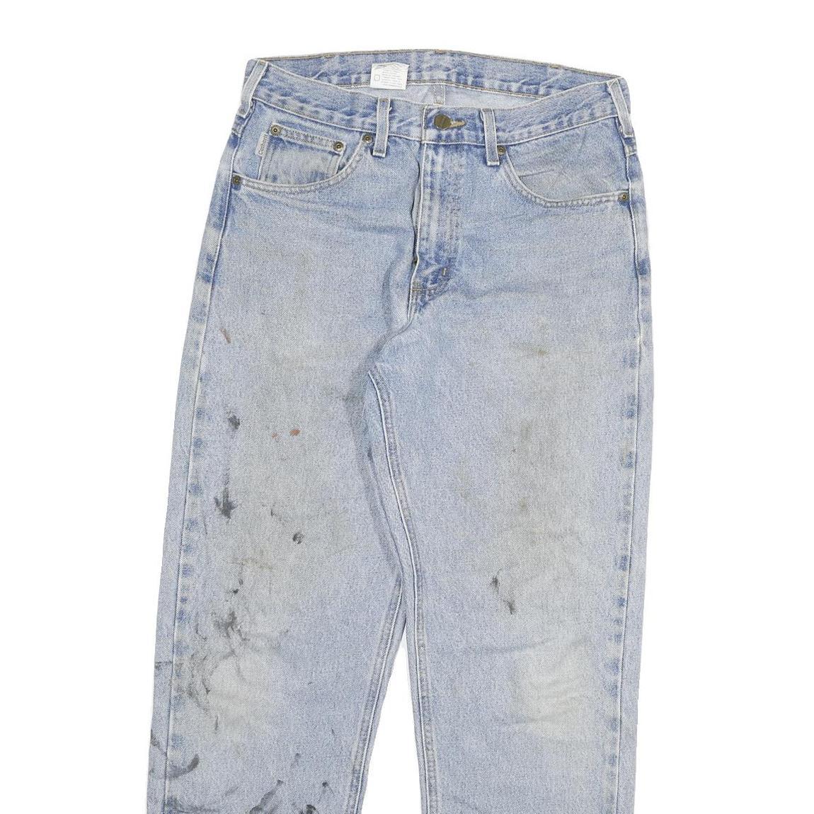 CARHARTT Mens Jeans Light Blue Regular Straight Denim Stone Wash W32 L32 Casual