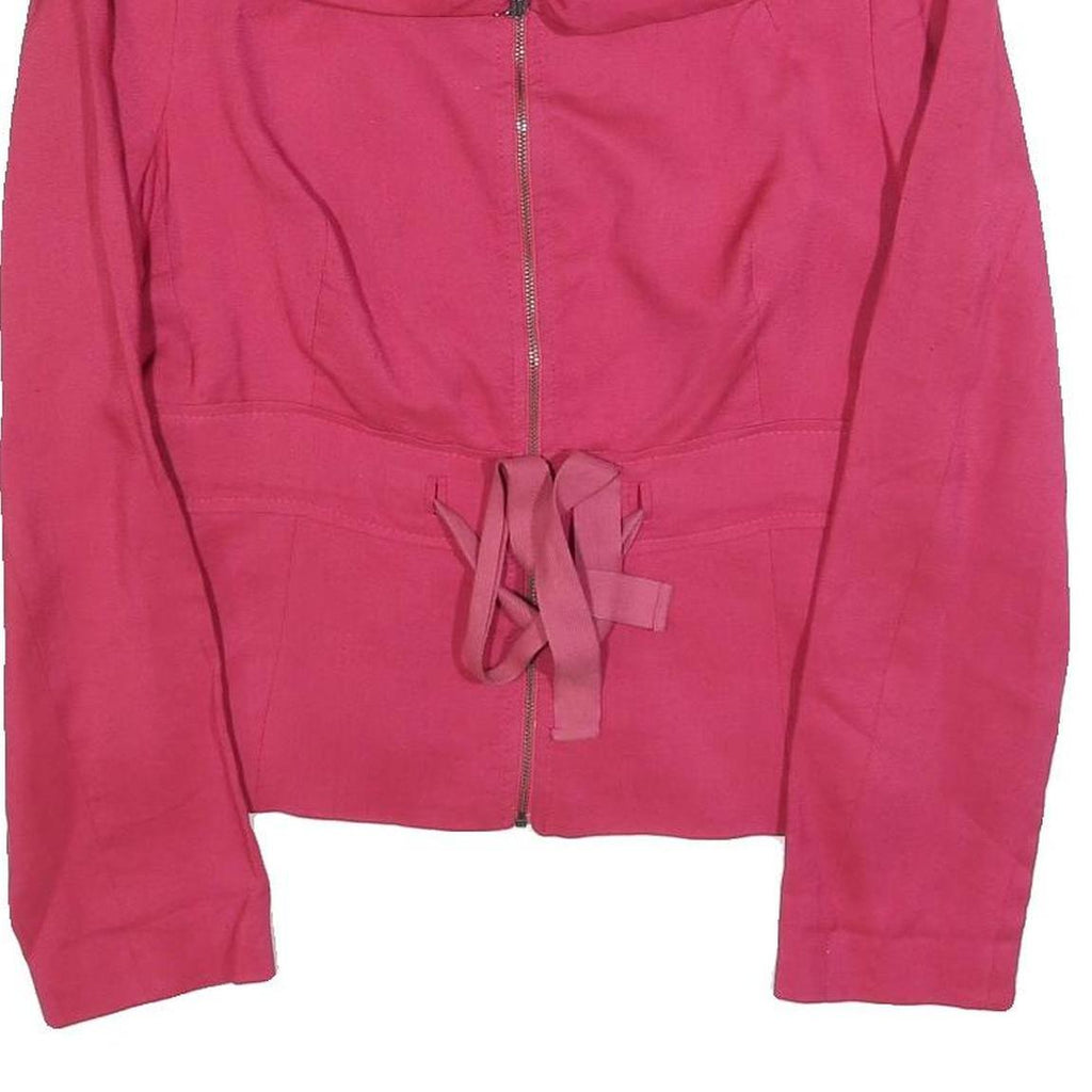 ZARA WOMAN Womens Pink Jacket M Polyester Blend Zip Plain Stylish Drawstring